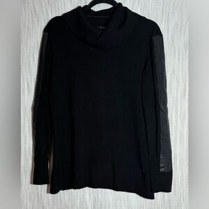 Ivanka Trump Black Turtleneck Sweater with Leather Accents